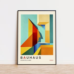 Bauhaus Building Print: Mid Century Modern Abstract Geometric Wall Art Architecture Poster (Digital Download)
