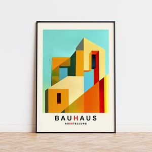 Bauhaus Building Print: Mid Century Modern Geometric Wall Art Abstract Architecture Poster (Digital Download)