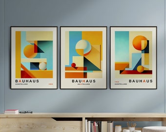 Bauhaus Print Set: Mid Century Modern Geometrische Wandkunst (Digitaler Download)