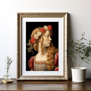 Vintage Woman Portrait Print: Dark Academia Bedroom Wall Art (Digital Download)