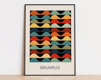 Bauhaus Exhibition Poster: Mid Century Modern Geometric Wall Art, Abstract Print (Digital Download)