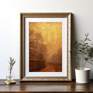 Antique Cityscape Sketch Vintage Moody Oil Painting, Dark Neutral Wall Art Print, PRINTABLE Instant Download Digital