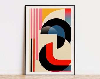 Bauhaus Art Print: Mid Century Modern Geometric Wall Decor, Abstract Poster (Digital Download)