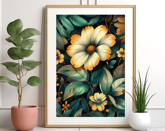 Boho Floral Art Print: Botanical Flower Market Wall Decor (Digital Download)