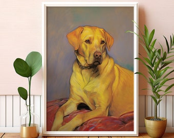 イエローラブラドールレトリバーのスケッチアートプリント