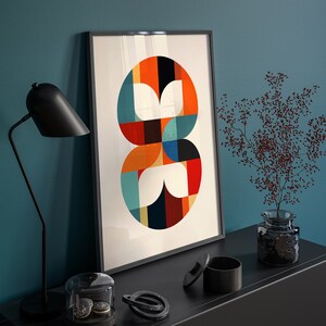 Bauhaus Wall Art Print, Minimalist Poster, Mid Century Modern, Printable Retro Wall Decor, Digital PRINTABLE