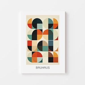 Minimalist Wall Art Print, Bauhaus Printable Exhibition Poster, Mid Century Modern Decor, Retro Geometric Art, Digital Download PRINTABLE