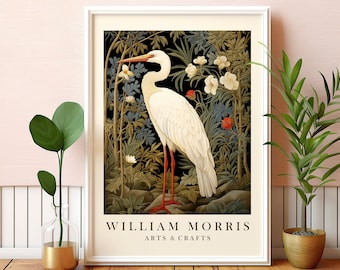 William Morris Poster Print: Bird Design Green Decor Floral Botanical Wall Art (Digital Download)