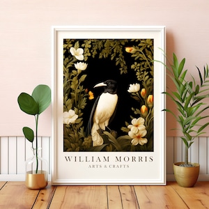 William Morris Print Raven Art Black Wall Art Nouveau Poster Floral Wall Decor William Morris Inspired PRINTABLE Instant Download Digital