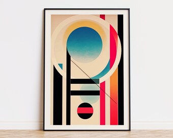 Mid Century Modern Bauhaus Print: Retro Geometric Wall Art, Abstract Poster (Digital Download)
