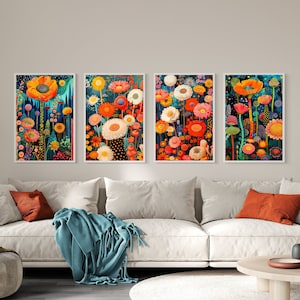 Floral Gallery Wall Art Set: Eclectic Maximalist Prints Abstract Wall Decor Printable  (Digital Download)