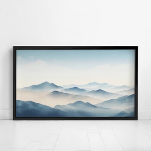 Frame TV Art Mountains Landscape Watercolor Painting Wall Decor Blue Mountains Art for TV DIGITAL Download
