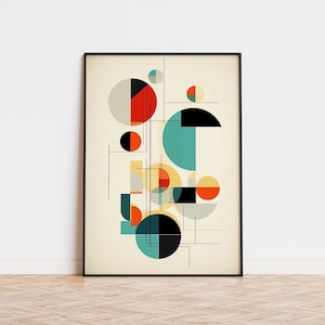 Bauhaus Print Minimalista Arte de Parede Imprimível Cartaz de Exposição Decoração Moderna de Meados do Século Arte Geométrica Retro Download Digital Instantâneo
