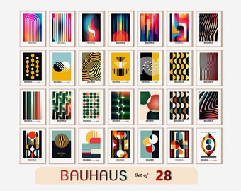 Bauhaus Exhibition Poster Set: Mid-Century Modern Wall Art, Abstract Retro Prints Bundle (Digital Printable)