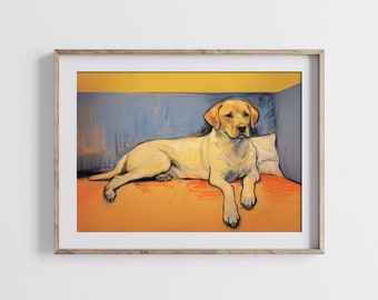 Vintage Dog Oil Painting: Printable Labrador Portrait (Digital Download)