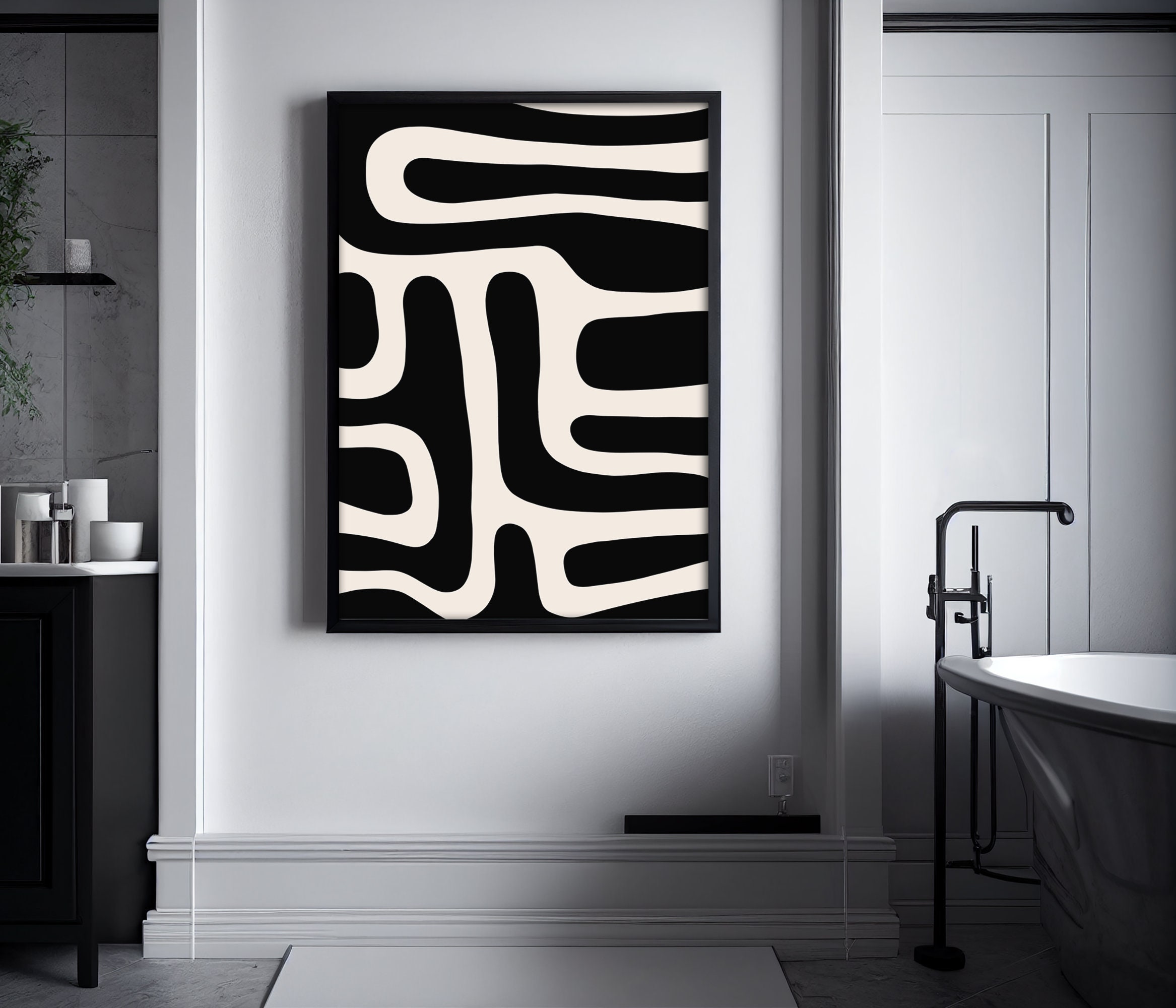 Minimalist Wall Decor Black and White Wall Art Print Abstract - Etsy