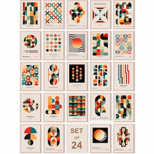 Bauhaus Poster 24er Set: Mid Century Modern & Geometric Ausstellungsdrucke (Digitaler Download)