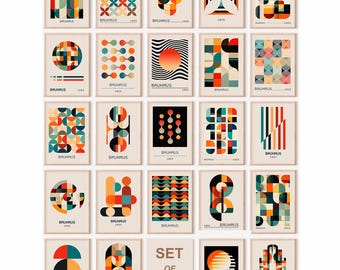 Bauhaus Poster Set of 24: Mid Century Modern & Geometric Exhibition Prints (Digital Download)