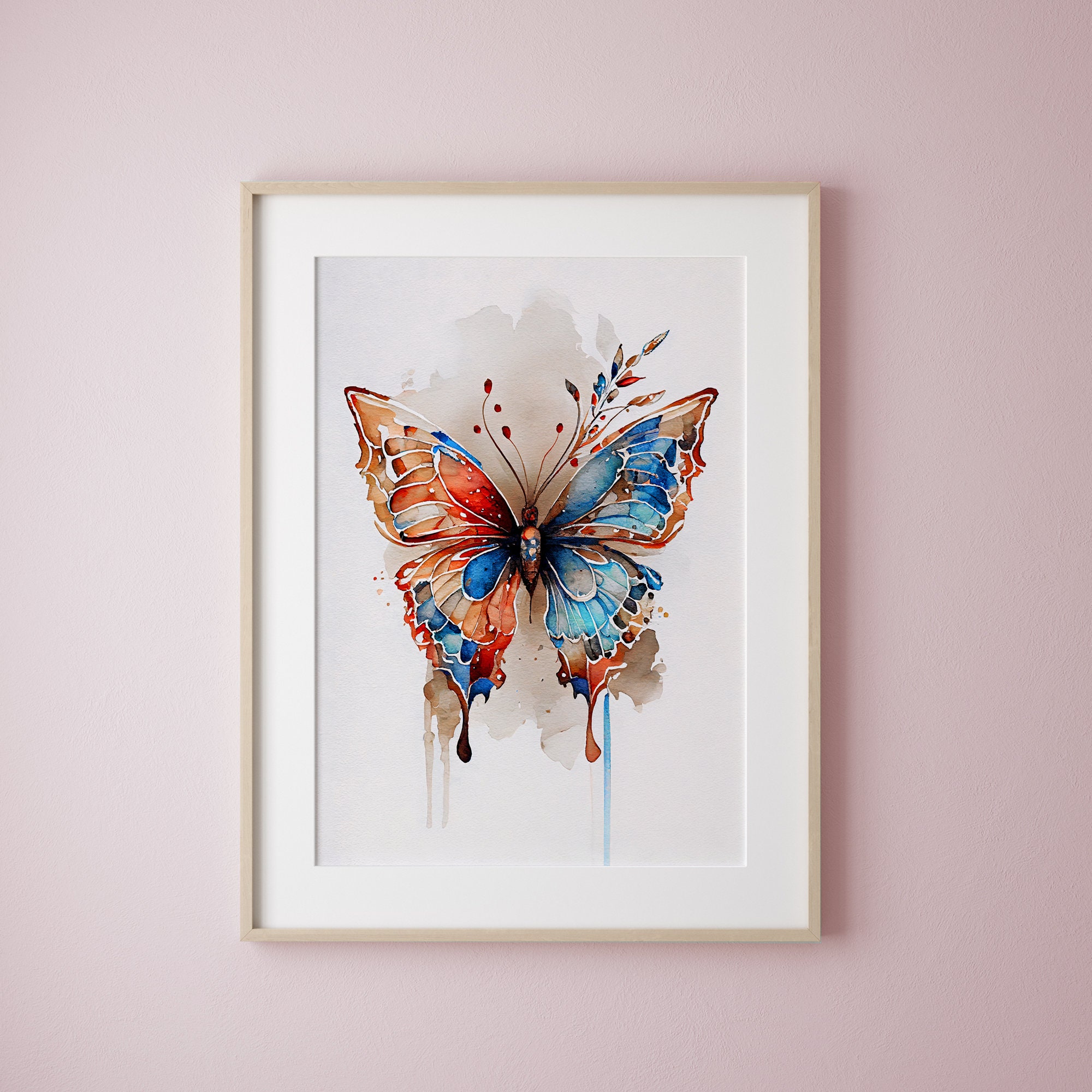 Printable Wall Art Butterfly Art Print Watercolor Painting French ...