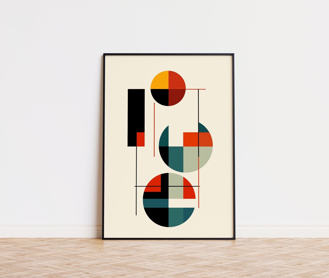 Mid Century Modern Bauhaus Print: Geometric Wall Art, Abstract Poster ...