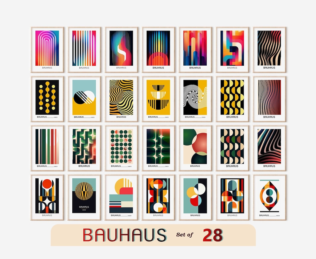Bauhaus Printable Exhibition Poster Bundle, Set of 28, Mid Century ...
