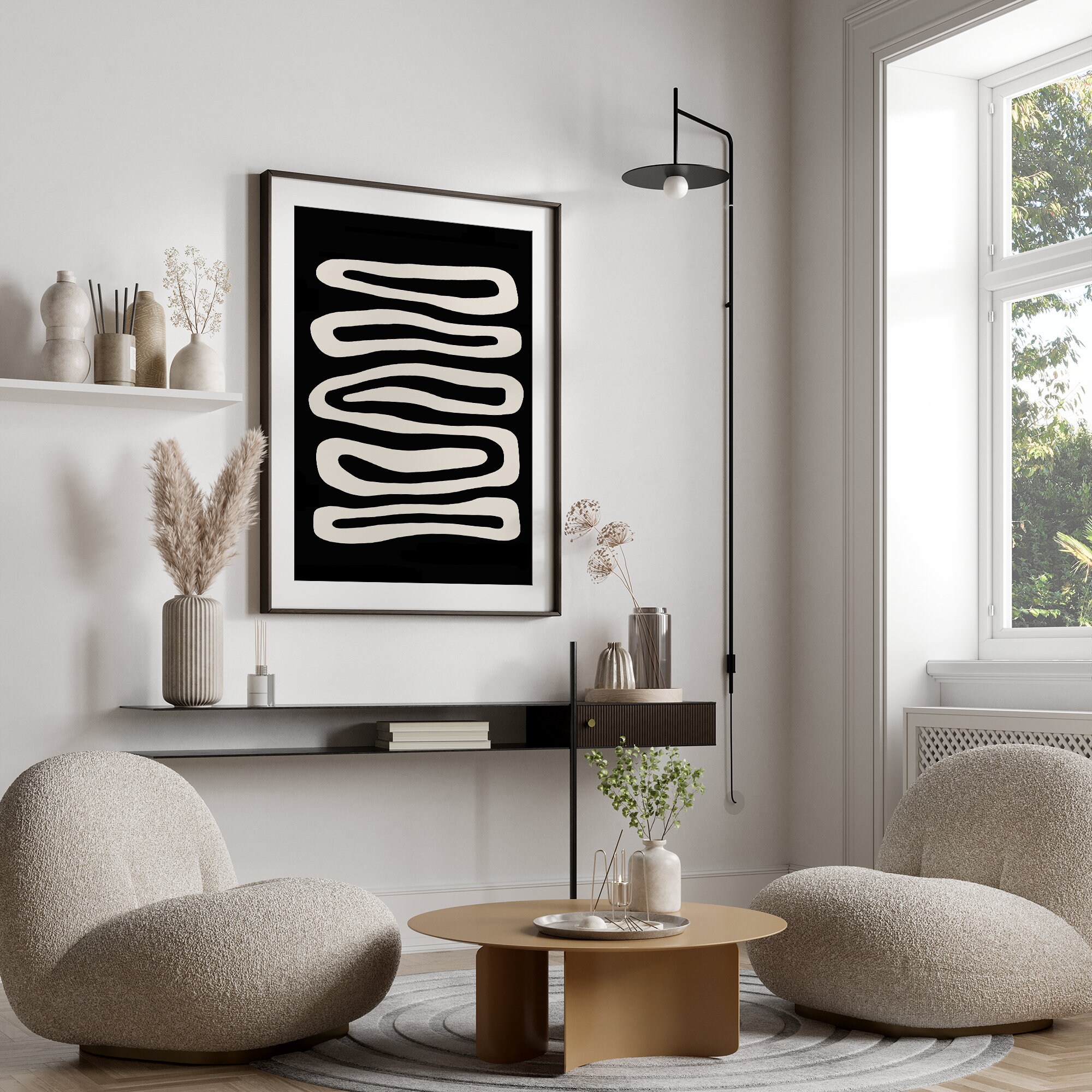 Black and White Wall Art Print Abstract Poster Minimalist Wall Decor