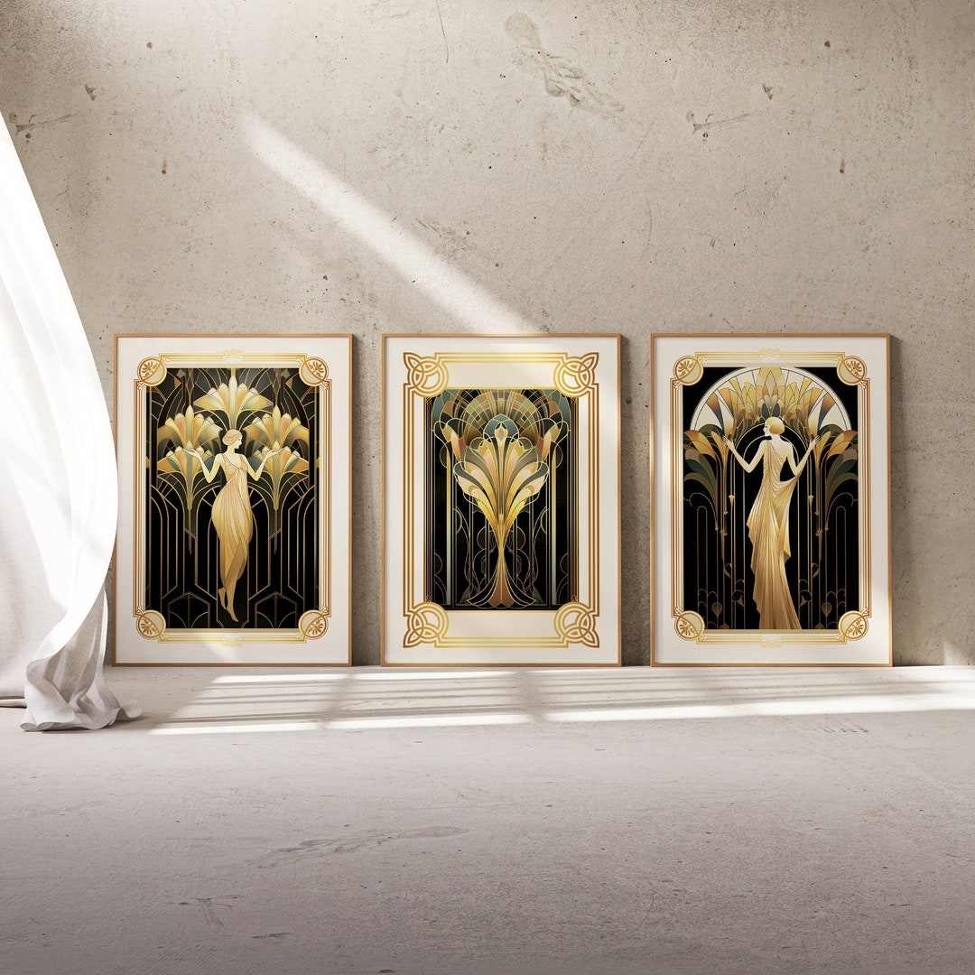 Gallery Wall Set Art Deco Trendy Wall Art Prints Vintage Posters Floral ...