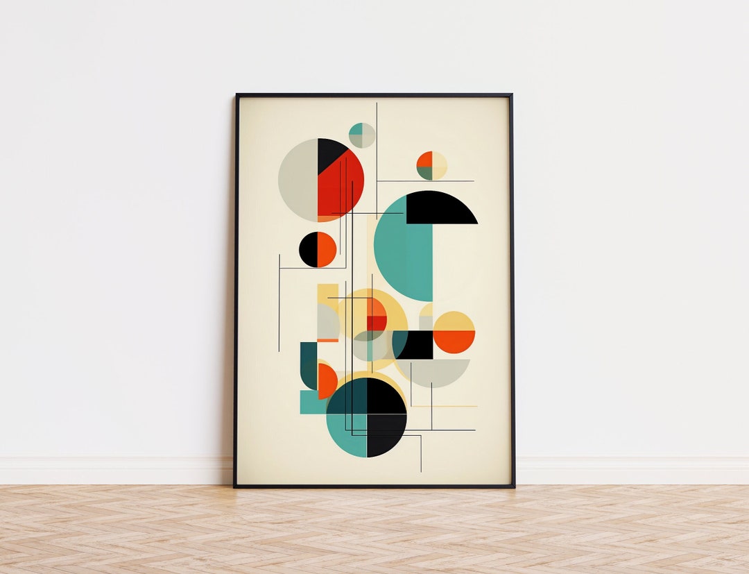 Bauhaus Geometric Print: Mid Century Modern Wall Art, Abstract Poster ...