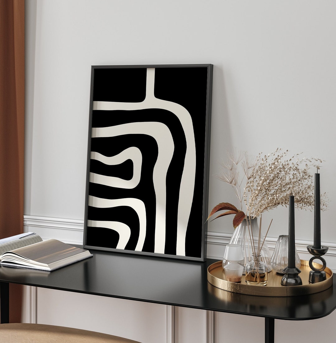 Minimalist Decor Black and White Wall Art Print Abstract Poster Minimal ...