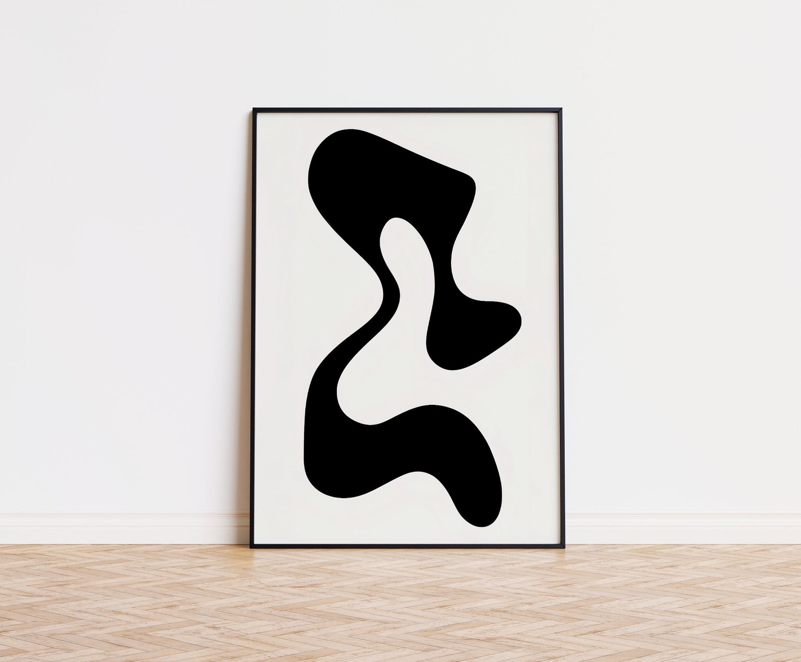 Minimalist Black and White Abstract Wall Art, Modern Art Print, Black ...
