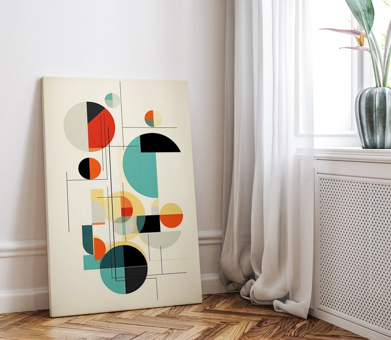 Bauhaus Geometric Print: Mid Century Modern Wall Art, Abstract Poster ...