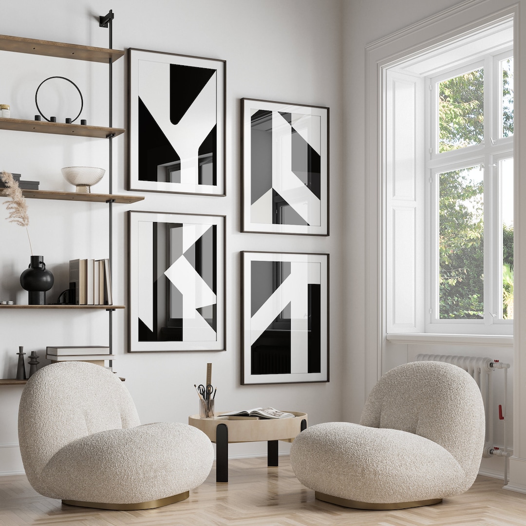 Minimalist Black and White Abstract Art Prints: Gallery Wall Set of 9 ...