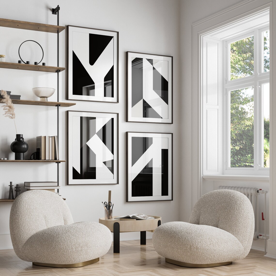 Minimalist Black and White Abstract Art Prints Gallery Wall Set of 9 — free download