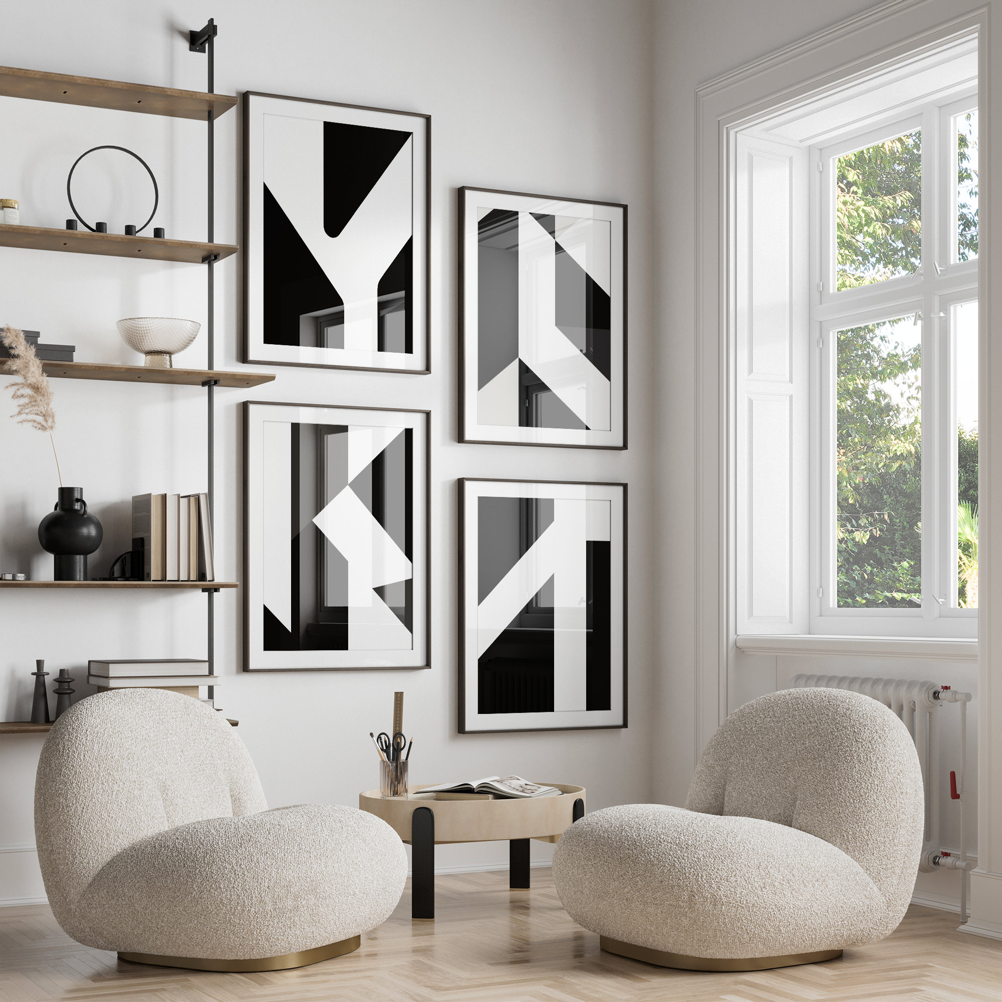 Minimalist Black and White Abstract Art Prints: Gallery Wall Set of 9 ...