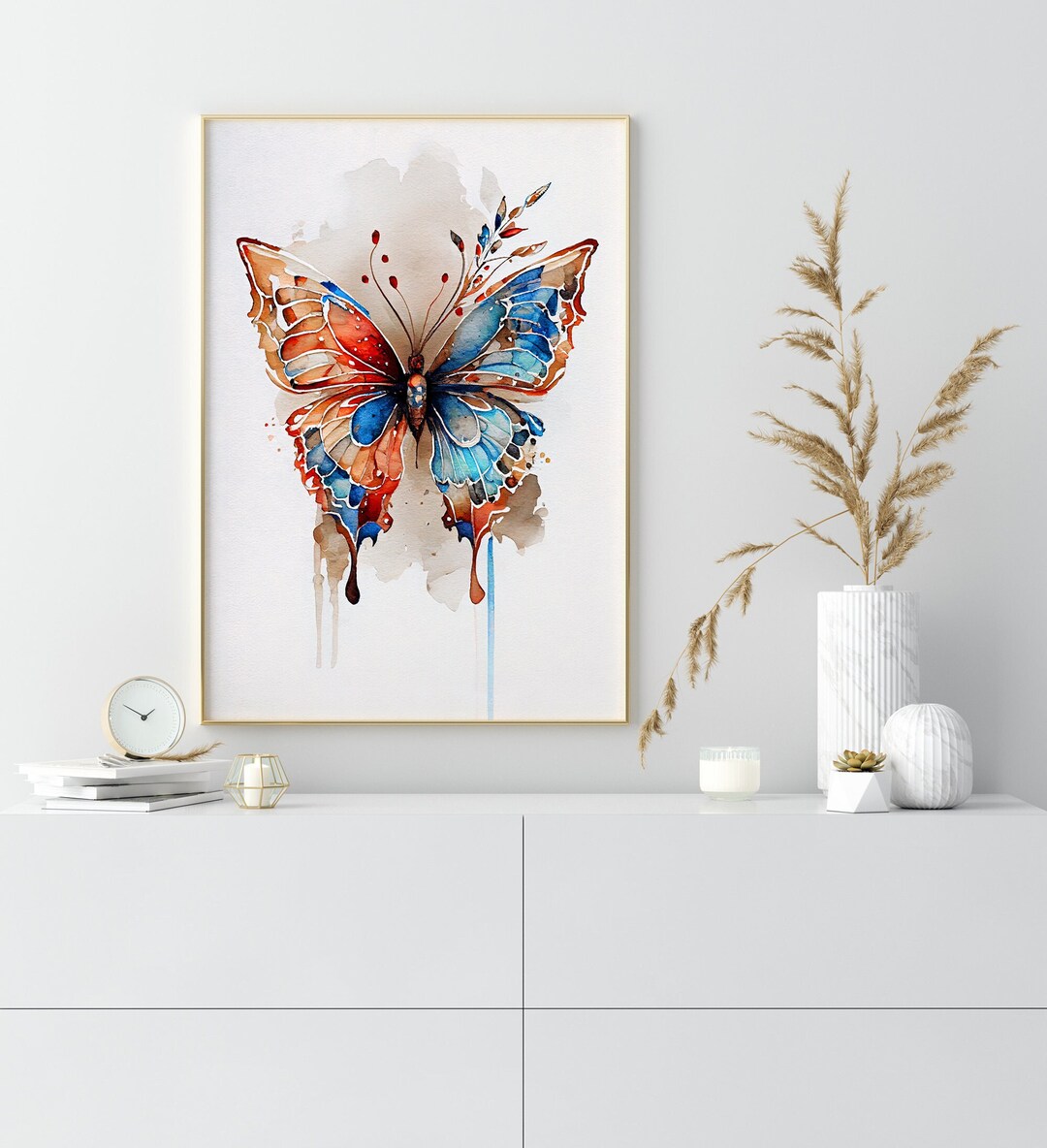 Printable Wall Art Butterfly Art Print Watercolor Painting French ...