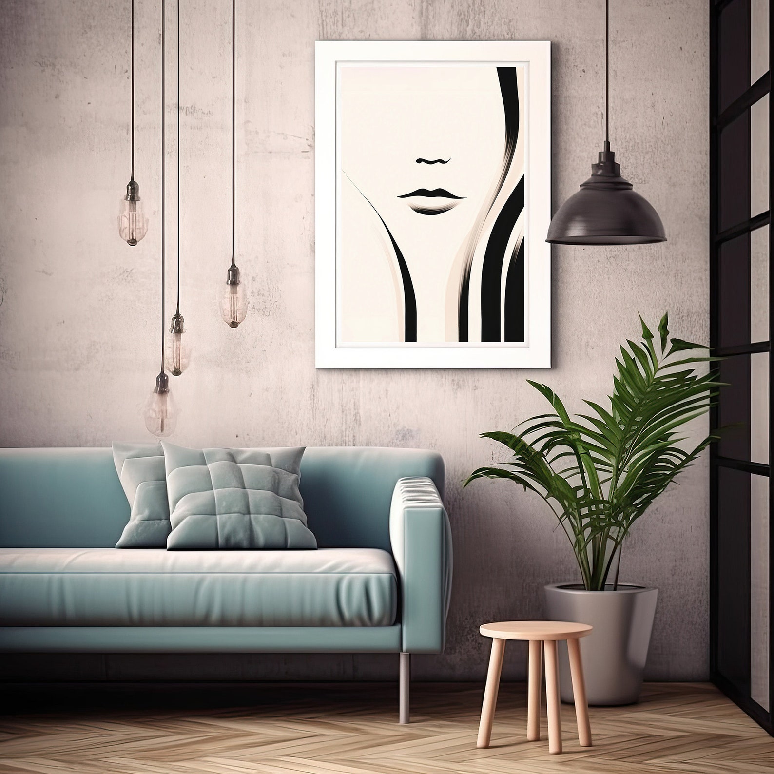 Minimalist Woman Portrait Abstract Wall Art PRINTABLE Modern Poster ...