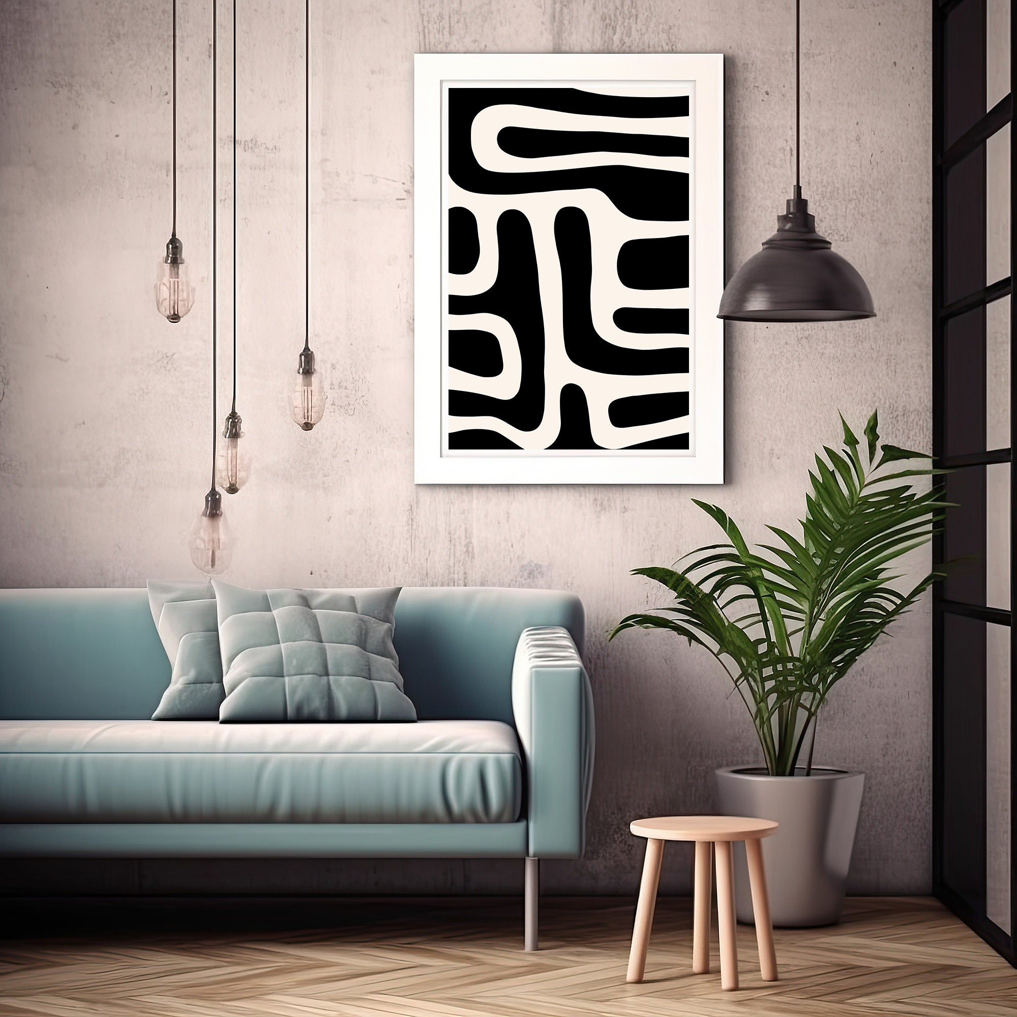 Minimalist Wall Decor Black and White Wall Art Print Abstract Poster ...