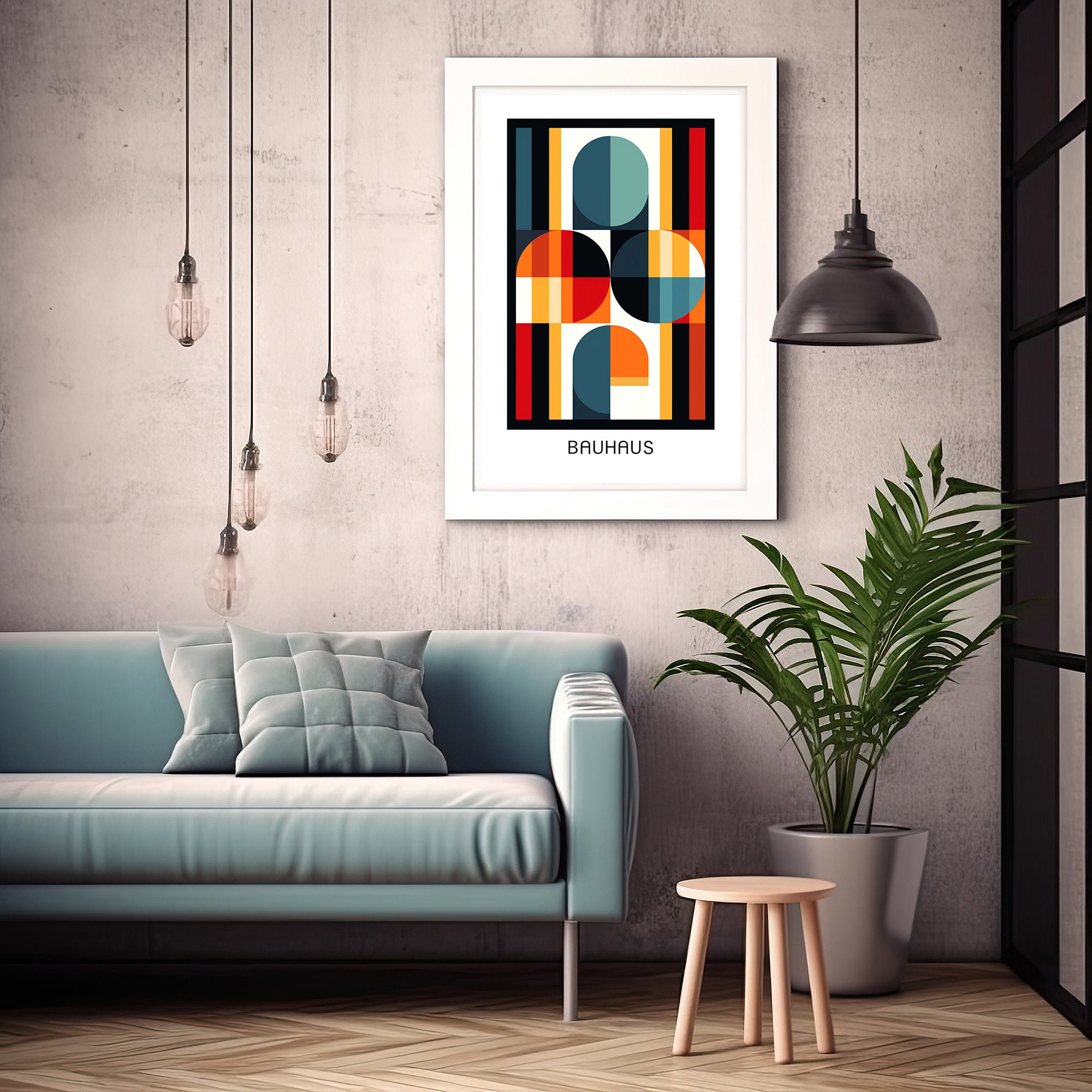Bauhaus Geometric Art Print: Mid-century Modern Wall Decor, Retro ...