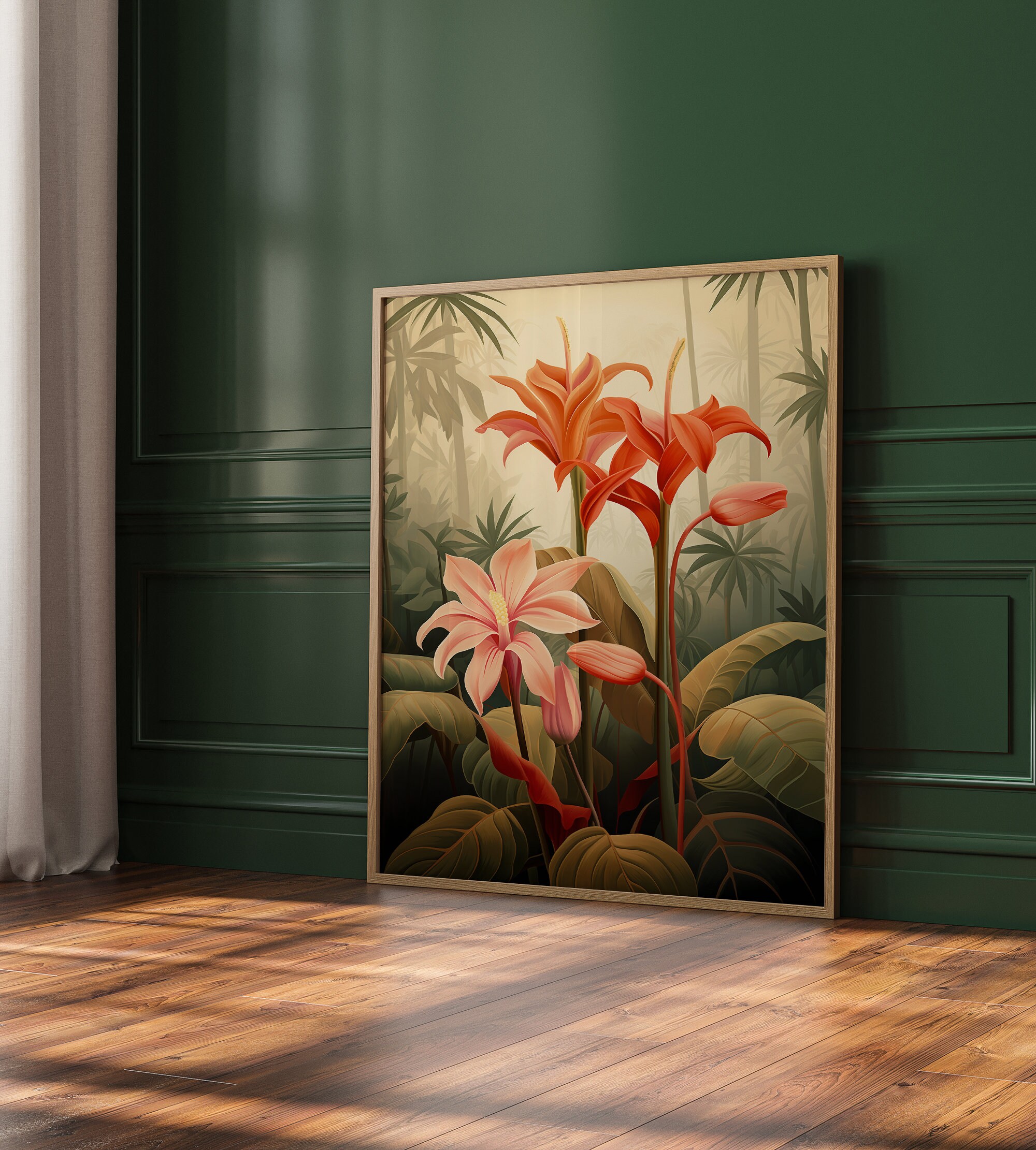 Set of 2 Boho Tropical Wall Art Jungle Botanical Floral Plants Plants Print Wall Decor Bundle ...