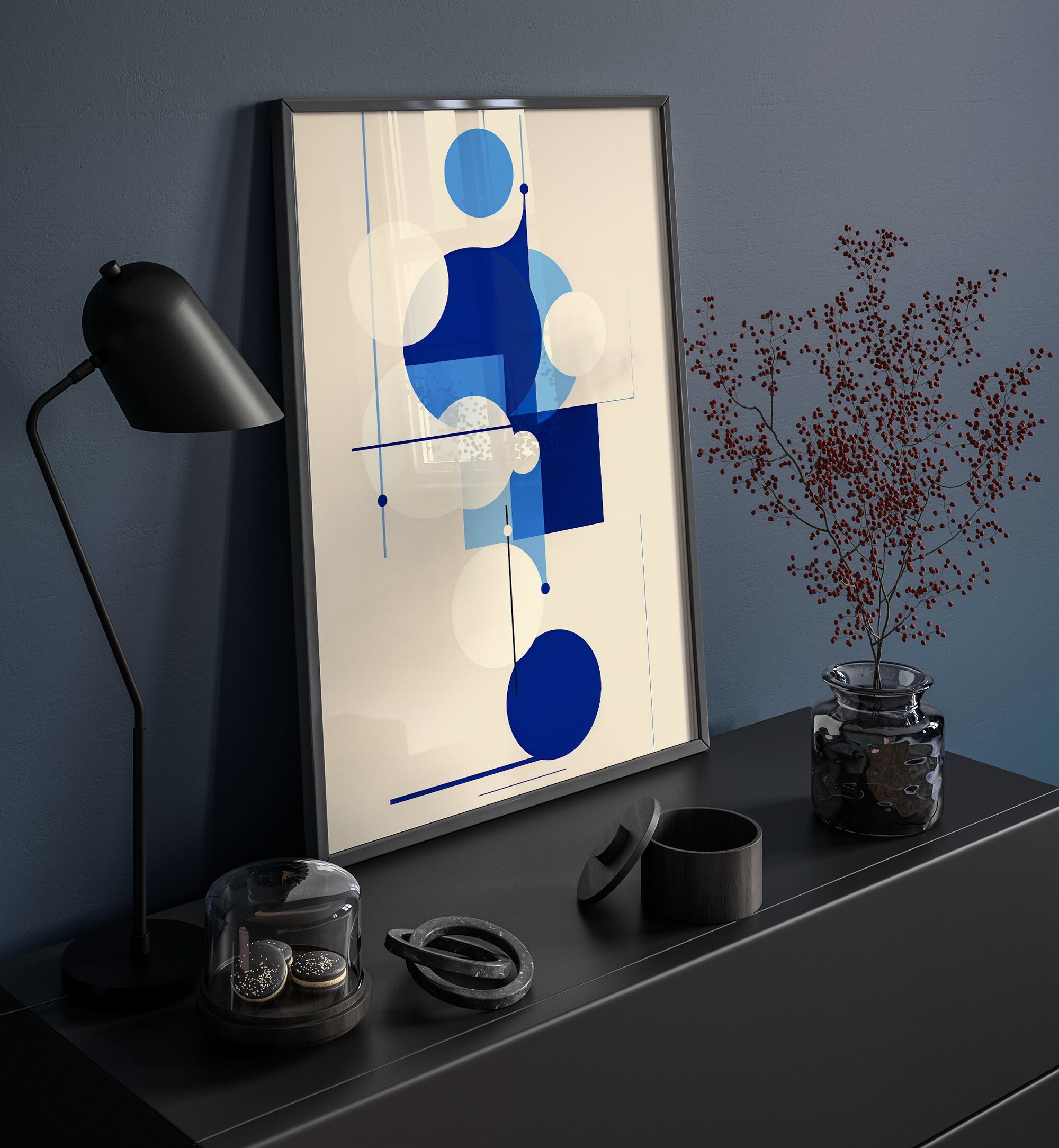 Blue Bauhaus Poster Print Abstract Wall Art Printable Mid Century ...