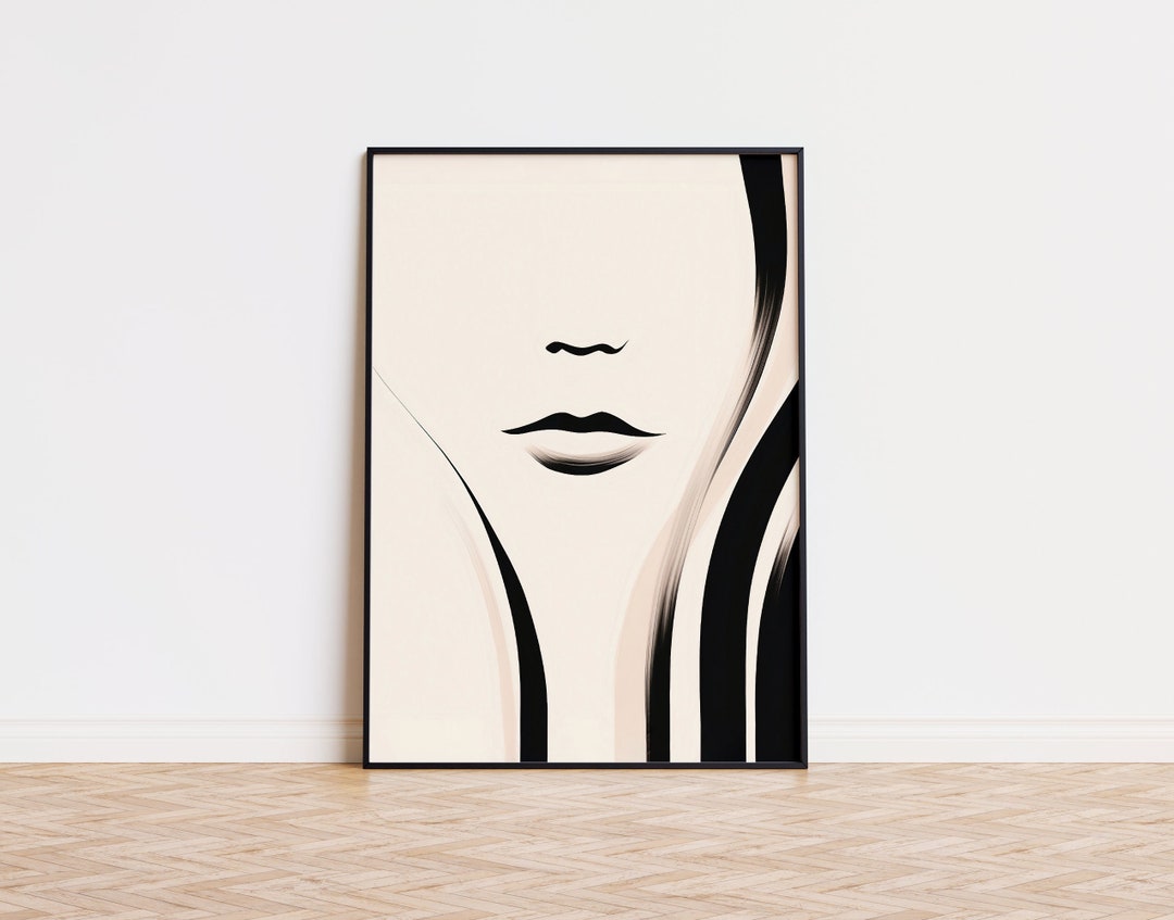 Minimalist Woman Portrait Abstract Wall Art PRINTABLE Modern Poster ...
