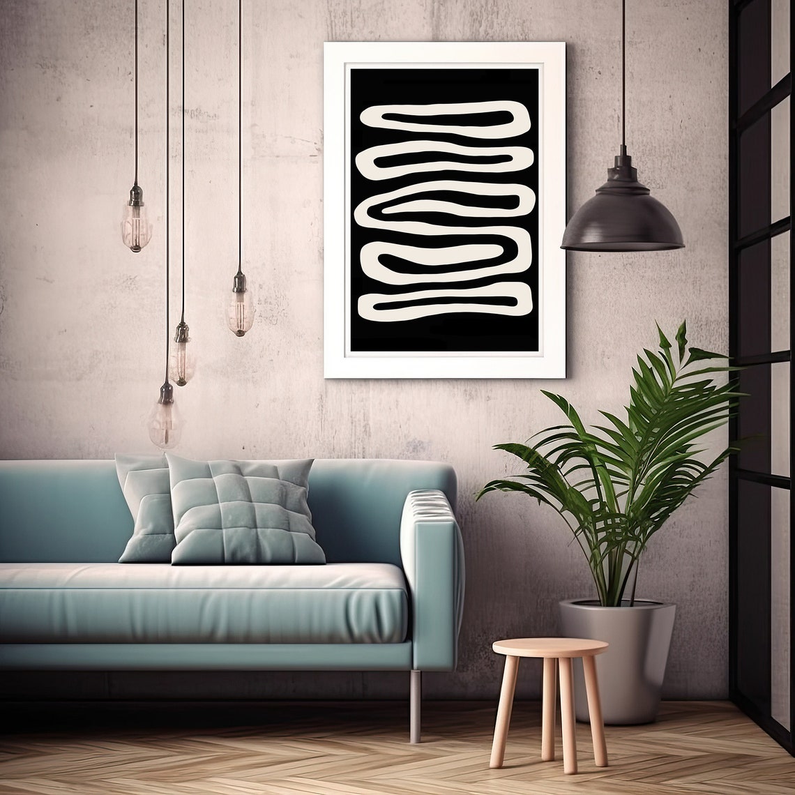 Black and White Wall Art Print Abstract Poster Minimalist Wall Decor ...
