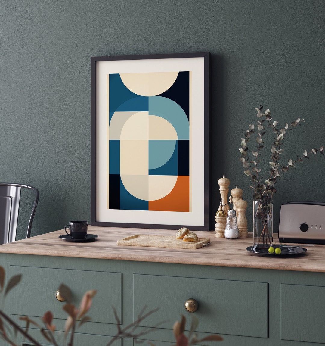 Retro Bauhaus Print Poster: Mid Century Modern Wall Decor, Minimalist ...