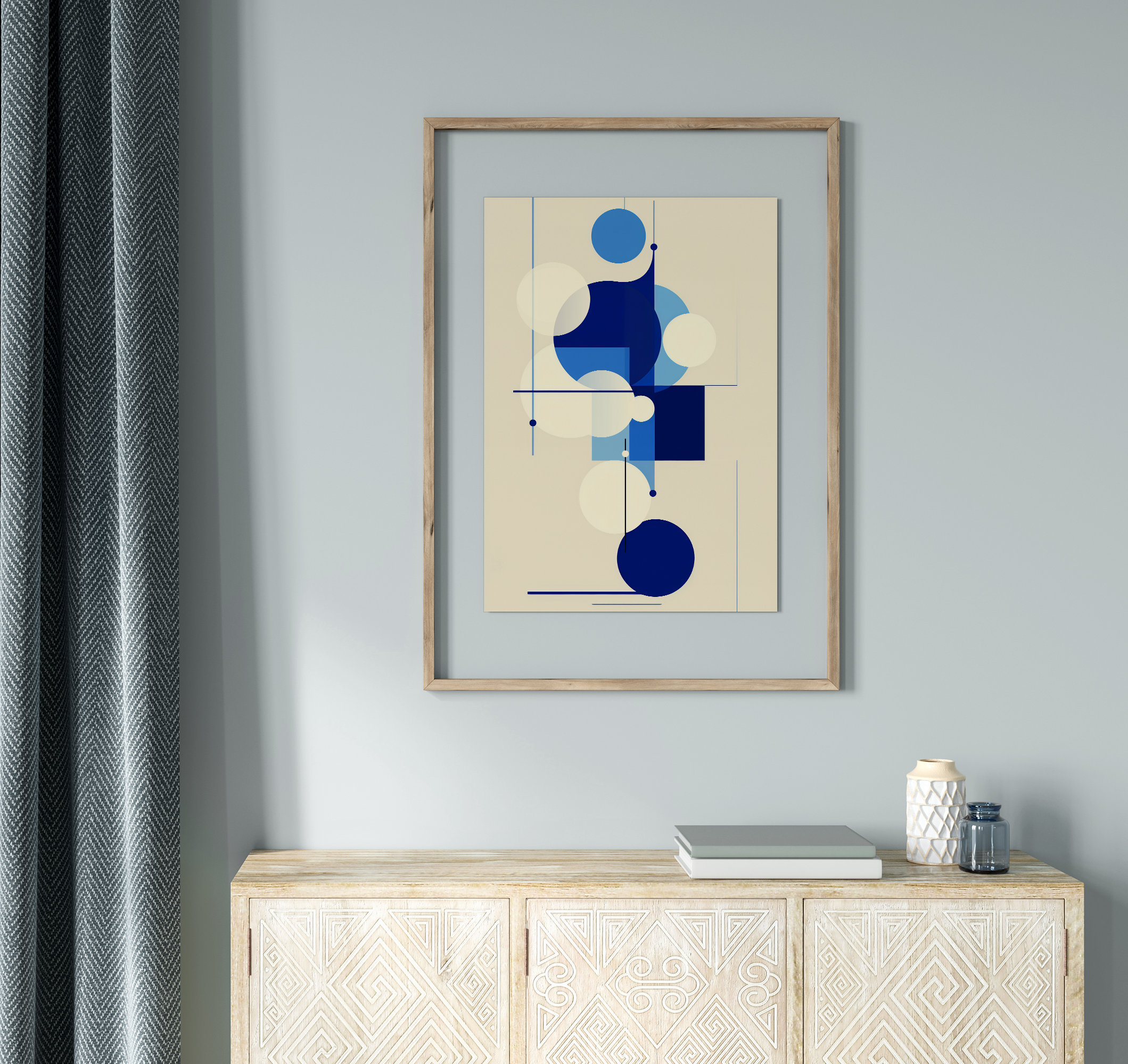 Blue Bauhaus Poster Print Abstract Wall Art Printable Mid Century ...