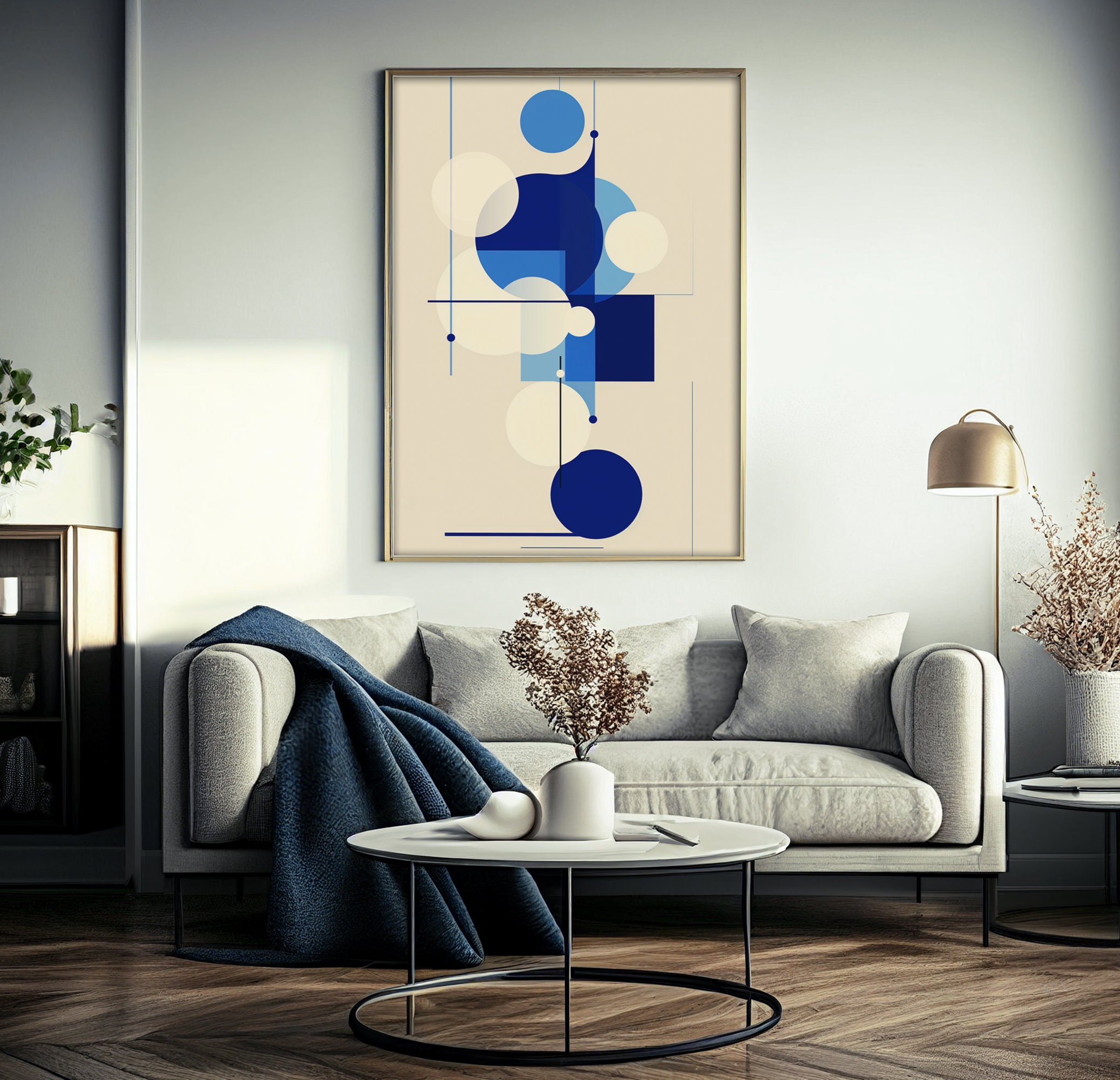 Blue Bauhaus Poster Print Abstract Wall Art Printable Mid Century ...