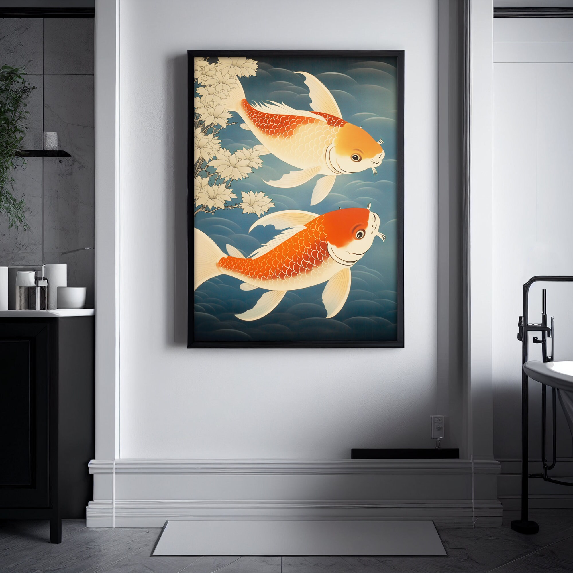 Japanese Print Japandi Wall Art Japanese Bathroom Art Woodblock Art ...