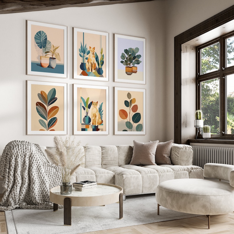 Boho Wall Art Bundle, Mid Century Art Prints, Modern Wall Decor