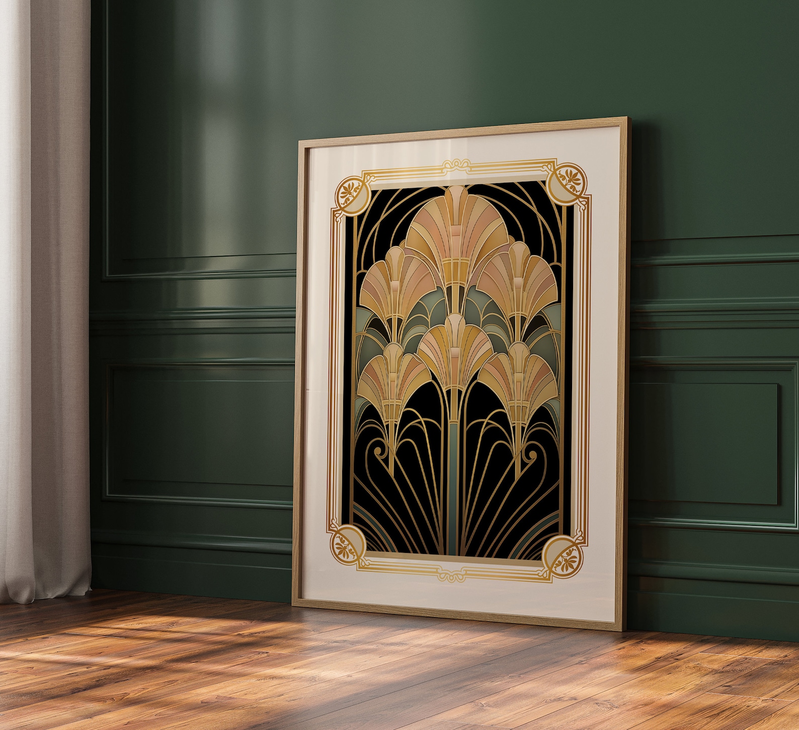 Image showcasing Peacock Canvas Wall Art, Gold Art Deco Decor, Elegant Bird Paint ... - Etsy