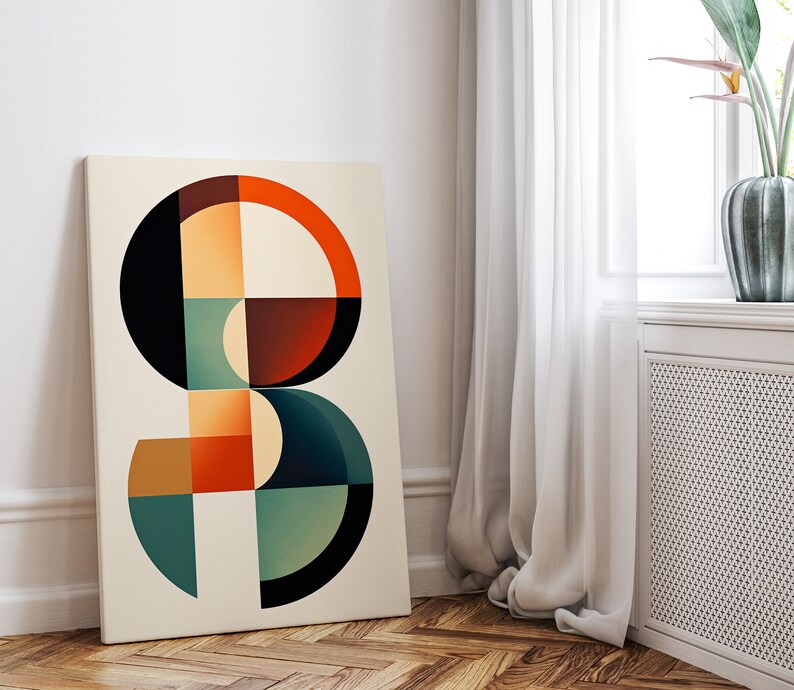 Poster Déco Géométrique Aquarelle, Art Mural Minimaliste - Neuf
