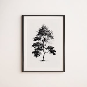 PRINTABLE Minimalist Maple Tree Poster - Black and White Art